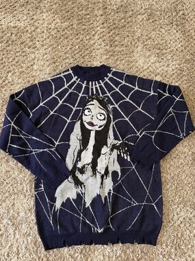 Dolls Kill Navy and White Striped Knit Sweater